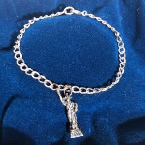 Estate Sterling Silver 925 Chain Bracelet w Statue of Liberty Charm USA 🇺🇸 NYC
